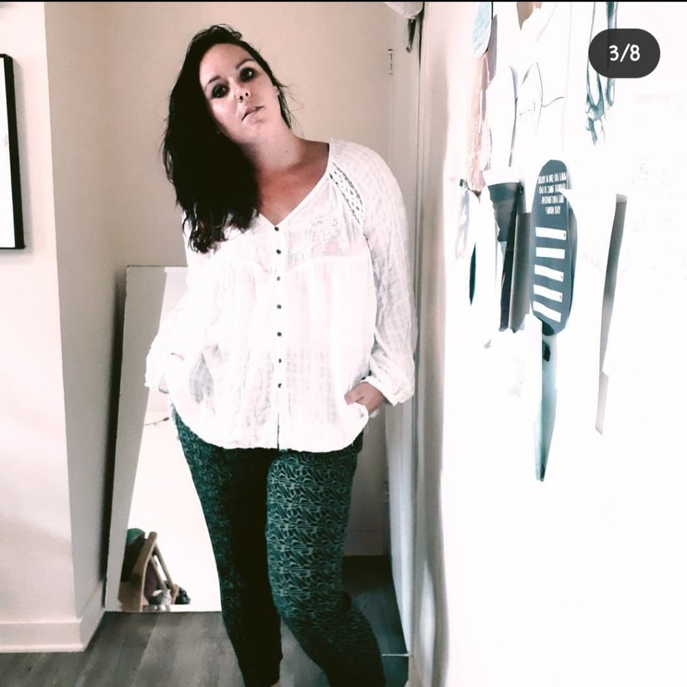 Free People white frayed button-up long sleeve embroidered semi-sheer blouse